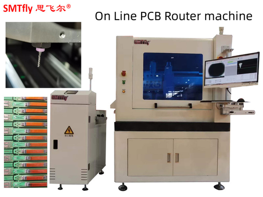 Inline PCB Router Machine For 0.5mm Thickness Circuit Boards With Automatic Tool Change